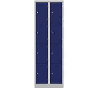Bisley Steel Locker 4 Doors 2 nests Combination Lock M2 600 x 450 x 1,800 mm Light Grey, Oxford Blue