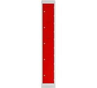 Bisley Steel Locker 5 Doors Combination Lock M2 300 x 450 x 1,800 mm Light Grey, Cardinal Red
