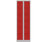 Bisley Steel Locker 6 Doors 2 nests Combination Lock M2 600 x 450 x 1,800 mm Light Grey, Cardinal Red