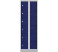 Bisley Steel Locker 6 Doors 2 nests Combination Lock M3 600 x 450 x 1,800 mm Light Grey, Oxford Blue