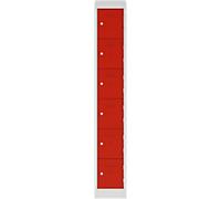 Bisley Steel Locker 6 Doors Combination Lock M3 300 x 450 x 1,800 mm Light Grey, Cardinal Red