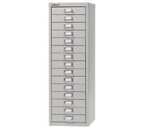 Bisley Steel Multi Drawer Cabinet 15 Drawers 279 x 380 x 860 mm Grey
