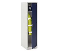 Bisley Workwear Police Steel Locker 1 Doors 1 nest Key lock 600 x 600 x 1,800 mm Light Grey, Oxford Blue