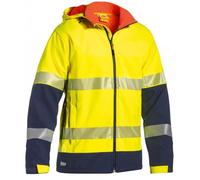 Bisley Workwear UKBJ6934T_TT04 Ripstop Softshell Jacket Two Tone Hi-Vis Long Sleeve 3M Taped 260GSM - Yellow/Navy, XS