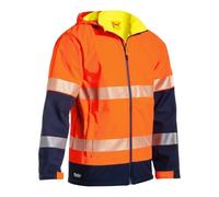 Bisley Workwear UKBJ6934T_TT05 Ripstop Softshell Jacket Two Tone Hi-Vis Long Sleeve 3M Taped 260GSM - Orange/Navy, 2XL