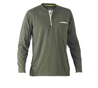Bisley Workwear UKBK6932_BTHY Flex & Move Cotton Henley T-Shirt Long Sleeve - Green Marle, 2XL