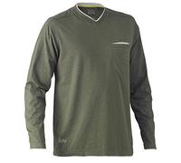 Bisley Workwear UKBK6933_BTHY Flex & Move Cotton Rich T-Shirt V-Neck Long Sleeve - Green Marle, 3XL