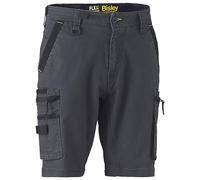 Bisley Workwear UKBSHC1330_BCCG Flex & Move Stretch Utility Zip Cargo Shorts - Charcoal, 32