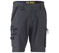 Bisley Workwear UKBSHC1330_BCCG Flex & Move Stretch Utility Zip Cargo Shorts - Charcoal, 38