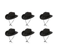 Bismaa 1, 6, 12, 24 Pcs Black Cowboy Hat Cowgirl Costume Accessories - Wild West Western Sheriff Fancy Dress Studded Cowboy Hat Women UK, 6 Pack