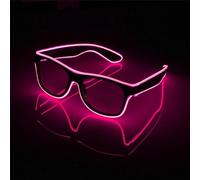 Bismaa El Wire Neon LED Light Up Eyeglasses Sunglasses Eyewear For Nightclub Wild Party Halloween Crazy Parties Rave Party Clear With LED (Pink)