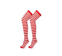 Bismaa Ladies Girls Red White Over The Knee Christmas Socks - Stripe Stripy Striped Women Thigh High Socks UK Size 4-6, red white 1 Pcs