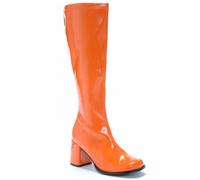 Bismaa Ladies Womens Fancy Dress Party Go Go Boots 60s 70s Retro Size 3 4 5 6 7 8 9 10 11 12 Various Designs (8 UK, Orange Patent, numeric_8)
