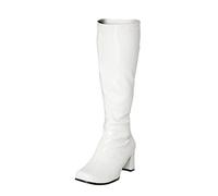Bismaa Ladies Womens Fancy Dress Party Go Go Boots 60s 70s Retro Size 3 4 5 6 7 8 9 10 11 12 Various Designs (UK 12, White Patent)