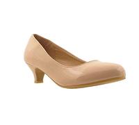 Bismaa Ladies Womens Low Kitten Heel Work Court Evening Dress Girls Shoes Pumps UK Size 3-8 (3 UK, Nude Patent)