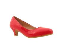Bismaa Ladies Womens Low Kitten Heel Work Court Evening Dress Girls Shoes Pumps UK Size 3-8 (4 UK, Red Patent)