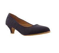 Bismaa Ladies Womens Low Kitten Heel Work Court Evening Dress Girls Shoes Pumps UK Size 3-8 (5 UK, Navy Suede)