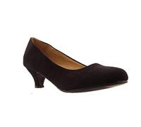 Bismaa Ladies Womens Low Kitten Heel Work Court Evening Dress Girls Shoes Pumps UK Size 3-8 (6 UK, Balck Suede)