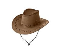 Bismaa Light Brown Leather look Cowboy Hat for Men and Women - Unisex Adult Texan Cowgirl Hat Fancy Dress Party Accessory