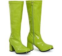 Bismaa New Women’s 1960’s 70’s Retro Knee-High Long Heel Gogo Boots Ladies Fancy Dress Party Go Go Boots With Side Zip Closure (UK 9, Lime Green)