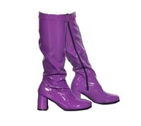 Bismaa New Women’s 1960’s 70’s Retro Knee-High Long Heel Gogo Boots Ladies Fancy Dress Party Go Go Boots With Side Zip Closure (5 UK, Purple Patent, numeric_5)