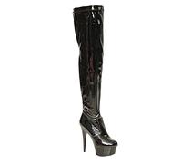 Bismaa Womens Ladies Sexy Thigh HIGH Kinky Fetish Over The Knee Platform Stiletto Heel Full Side Zip Boots (8 UK, Black Patent, numeric_8)