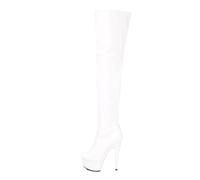 Bismaa Womens Ladies Sexy Thigh HIGH Kinky Fetish Over The Knee Platform Stiletto Heel Full Side Zip Boots (9 UK, White Patent, numeric_9)