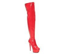 Bismaa Womens Ladies Sexy Thigh HIGH Kinky Fetish Over The Knee Platform Stiletto Heel Full Side Zip Boots (5 UK, Red Patent, numeric_5)