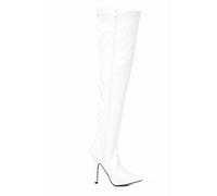 Bismaa Womens Ladies Sexy Thigh High Kinky Fetish Over The Knee Stiletto Heel Full Side Zip Boots Size UK 3-12 (9 UK, White Patent, numeric_9)