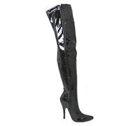 Bismaa Womens Ladies Sexy Thigh High Kinky Fetish Over The Knee Stiletto Heel Full Side Zip Boots Size UK 3-12 (8 UK, Black Patent)