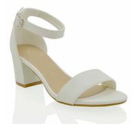 Bismaa Womens Unisex Drag Queen Cross Peep Toe Block Heel Ankle Strap Plus Size Heels UK 9-12 (White Matte, uk_footwear_size_system, adult, women, numeric, medium, numeric_9)
