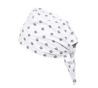 BISMAADH Bamboo Cotton Sikh Symbol Khanda Printed Patka Durag Headcover Skull Cap Beanies, White, One size