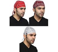BISMAADH Organic Cotton Paisley Print Sweat Wicking Quick Drying Pirate Hat, Beanie, Skull Cap, Running Cap, Headwrap, Doo Rag Unisex Patka/Bandana for Running, Yoga, Riding, Camping, Hiking