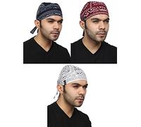 BISMAADH Organic Cotton Paisley Print Sweat Wicking Quick Drying Pirate Hat, Beanie, Skull Cap, Running Cap, Headwrap, Doo Rag Unisex Patka/Bandana for Running, Yoga, Riding, Camping, Hiking