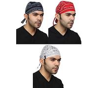 BISMAADH Organic Cotton Paisley Print Sweat Wicking Quick Drying Pirate Hat, Beanie, Skull Cap, Running Cap, Headwrap, Doo Rag Unisex Patka/Bandana for Running, Yoga, Riding, Camping, Hiking