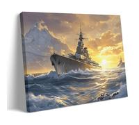 Bismarck Battleship Warship Canvas Poster Wall Art Artwork Print - Historical Military Wall Decor for Home Hallway Bedroom Living Room Office Art Decor 20x30inch(50x75cm)