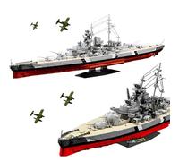 Bismarck Class Battleship Building Block Set, 2686PCS Military Battleship Adults Collectible DIY Kit with Aircraft & Weapon Accessories, Naval Warship Model for Desk Decor & Gifts for WW2 Enthusiasts