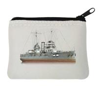 Bismarck WWII Kriegsmarine Battle Ship Neoprene Coin Purse Pouch 10x11cm White