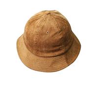 bismarckber Solid Color Corduroy Bucket Hat Men Women Foldable Travel Fisherman Cap Brown