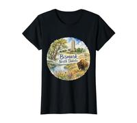 Bismark, ND North Dakota Value Graphic T-Shirt, Women, Black, S