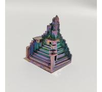 Bismuth Crystal Metal Display Specimen, Lab Grown Element Crystal Mineral Sample for Collection, Education, Chemistry Teaching and Home Decoration (45g a(As Pictured), w/Gl)