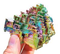 Bismuth Ore Crystal - 150-200g (5.3-7 oz) Iridescent Rainbow Metal Art Specimen - Home Decoration, Education, Healing Stone, Collection