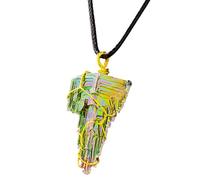 Bismuth Ore Necklace | Natural Bismuth Crystal Pendant | Natural Metal Crystals Bismuth Ore Pendants | Colorful Bismuth Crystal Necklace Hand Braided Chakra Gemstone Pendant Necklace For Men Women