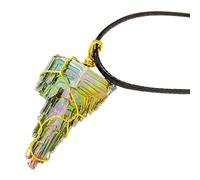 Bismuth Ore Necklace - Natural Metal Crystals Bismuth Ore Pendants, Metal Crystals Gemstone Necklace | Chakra Bismuths Crystal Necklaces Wire Wrapped Gemstone Stone Pendants for Men Women