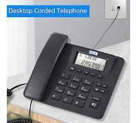 Bisofice Corded Phone Desk Landline Telephone Support One Touch Memory Button/Flash/Last Number Speed Dial 8-Ring Melody Sound Real-time Date for Elderly Seniors Home Office (No plug)