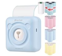 Bisofice PeriPage Mini Printer,pocket printer for phone,sticker maker machine,photo printer Wireless BT Portable Thermal Printer+9 Rolls Color Thermal Paper+3 Rolls Adhesive Sticker Paper 57 * 30mm