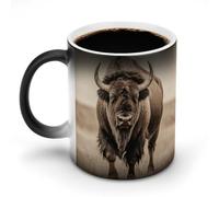 Bison Animal Ceramic Magic Mug Funny Discoloration Cup Heat Sensitive Coffee Mugs with Handle