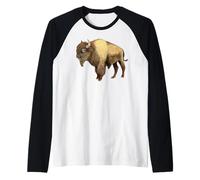 Bison Buffalo American Great Plains Power Strength Ranch Art Raglan Baseball Tee