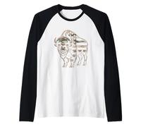 Bison Camo USA Flag T-Shirt - Patriotic Buffalo Hunting Raglan Baseball Tee