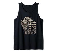 Bison Camo USA Flag T-Shirt - Patriotic Buffalo Hunting Tank Top